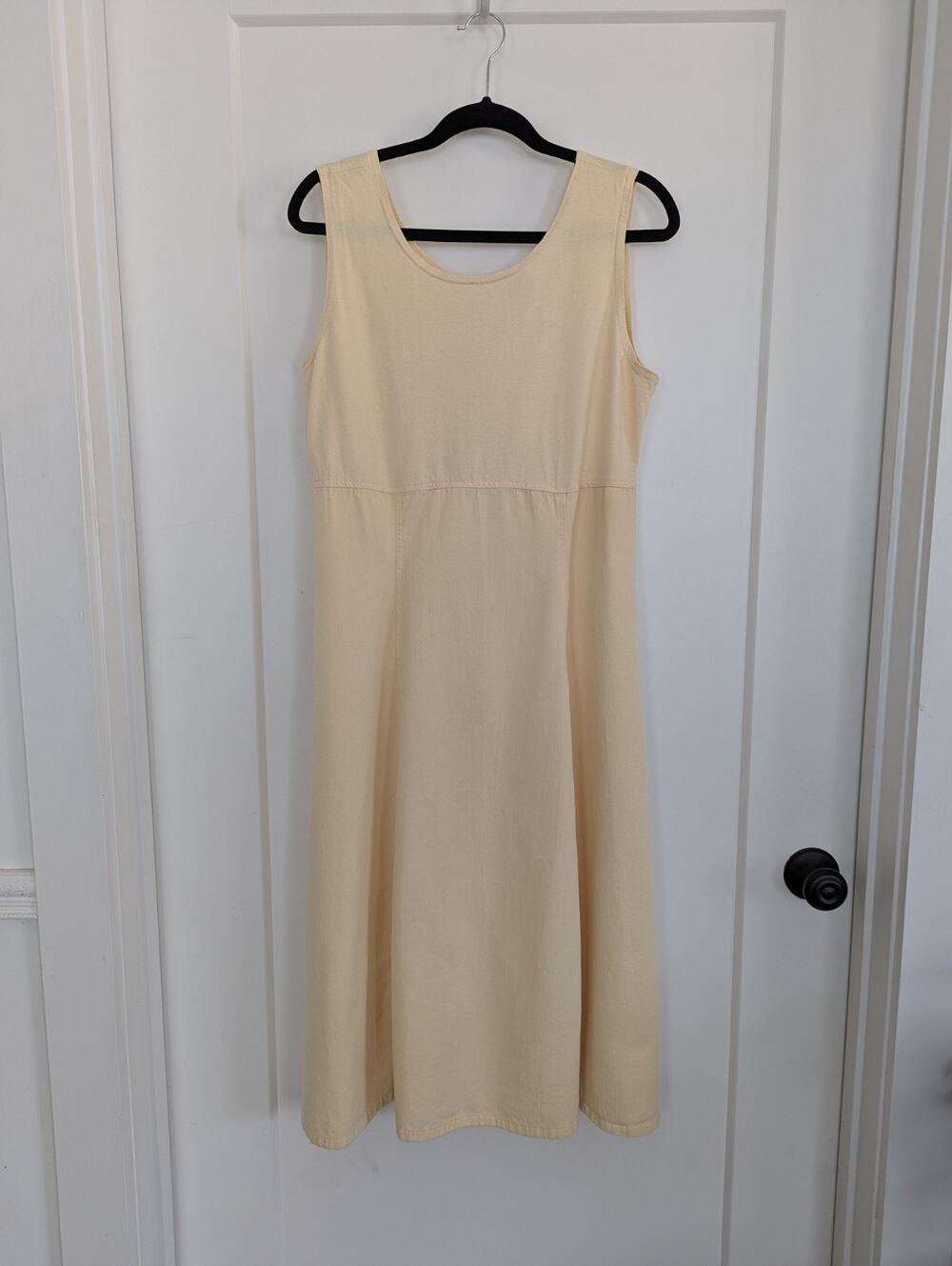Coldwater Creek L Yellow Fit N Flare Sleeveless 100% Cotton Midi Dress EUC